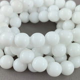 10 MM WHITE, 1 LINE/STRING' FINE QUALITY IMPORTED SMOOTH ROUND GLASS BEADS FOR JEWELRY MAKING