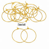 25mm Gold Plated Hoop Earring Findings - Pack of 40 Pieces | Thin Round Hoop Wire for DIY Jewelry Making, Charms, Beads & Pearl Earrings