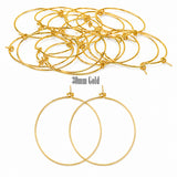 30mm Gold Plated Stainless Steel Material, Hoop Earring Findings - Pack of 40 Pieces | Thin Round Hoop Wire for DIY Jewelry Making, Charms, Beads & Pearl Earrings