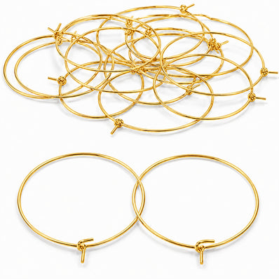 35mm Gold Plated Stainless Steel Hoop Earring Findings – Pack of 40 Pieces | Thin Round Hoops for DIY Jewelry Making, Charms, Beads, Pearl & Pendant Earrings