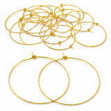 40mm Gold Plated Stainless Steel Hoop Earring Findings – Pack of 40 Pieces | Thin Round Hoops for DIY Jewelry Making, Charms, Beads, Pearl & Pendant Earrings