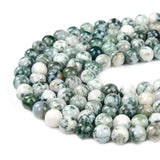 8mm Round Gemstone Beads, Tree Agate Per Line Approx 46 Beads