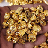 50 PIECES MIX PACK OF BRASS HOLLOW BEADS MIX SIZE AND SHAPE