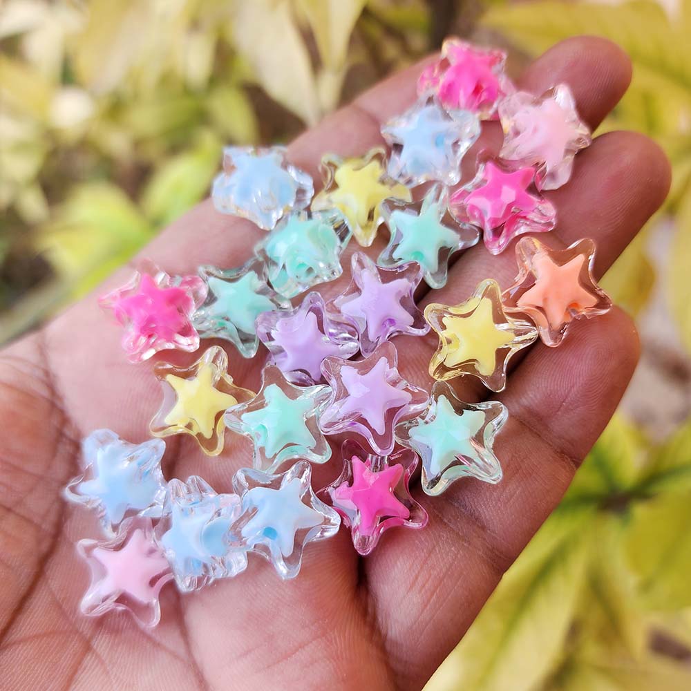 Colorful Star Spacer Beads, Coin Beads for Jewelry Making, Star Beads