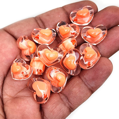 50 GRAMS PACK' SIZE' 14x17 MM' APPROX 39-42 PIECES' CRYSTALIZED HEART POP OUT ACRYLIC BEADS