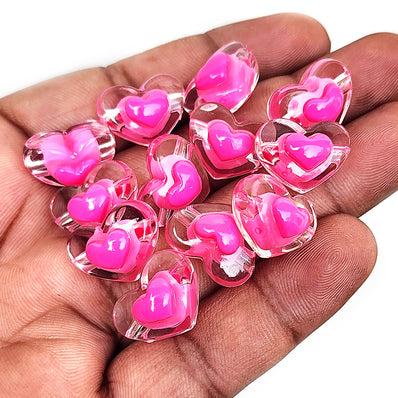 50 GRAMS PACK' SIZE' 14x17 MM' APPROX 39-42 PIECES' CRYSTALIZED HEART POP OUT ACRYLIC BEADS