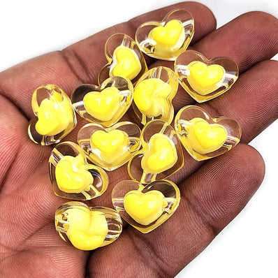 50 GRAMS PACK' SIZE' 14x17 MM' APPROX 39-42 PIECES' CRYSTALIZED HEART POP OUT ACRYLIC BEADS