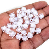 50 GRAMS PACK' CUBE SHAPE FACETED CRYSTALIZED ACRYLIC BEADS APPROX' 190-200 PIECES SIZE' 7X8 MM