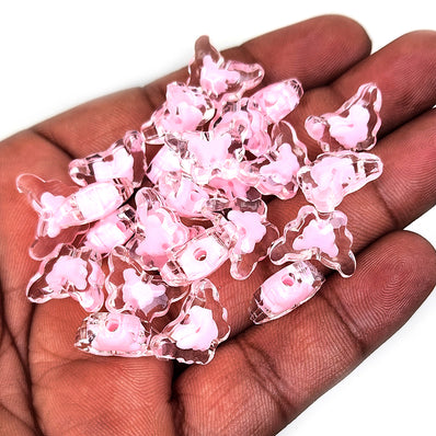 50 GRAMS PACK' SIZE APPROX 12x15 MM' 80-84 PIECES ' BUTTERFLY ACRYLIC BEADS