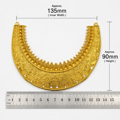 Per Piece, Gold Plated German Silver Shiny Gold Necklace Connector Pendant | Traditional Tribal Choker Centerpiece | Jewelry Making Finding | Ethnic Necklace Component