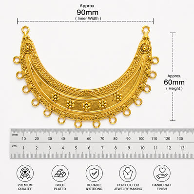 Per Piece, Gold Plated German Silver Shiny Gold Necklace Connector Pendant | Traditional Tribal Choker Centerpiece | Jewelry Making Finding | Ethnic Necklace Component