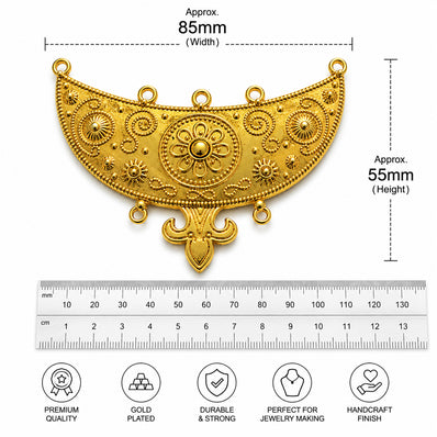 Per Piece, Gold Plated German Silver Shiny Gold Necklace Connector Pendant | Traditional Tribal Choker Centerpiece | Jewelry Making Finding | Ethnic Necklace Component
