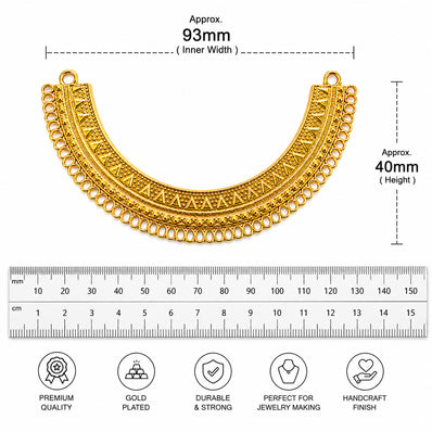 Per Piece, Gold Plated German Silver Shiny Gold Necklace Connector Pendant | Traditional Tribal Choker Centerpiece | Jewelry Making Finding | Ethnic Necklace Component