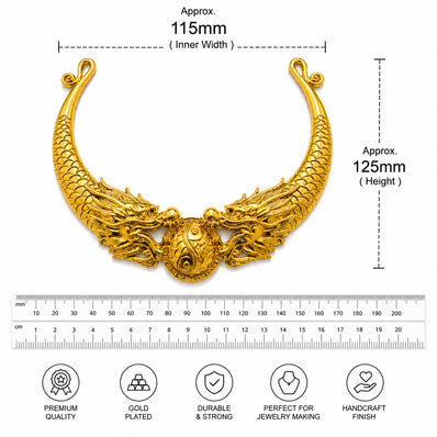 Per Piece, Gold Plated German Silver Shiny Gold Necklace Connector Pendant | Traditional Tribal Choker Centerpiece | Jewelry Making Finding | Ethnic Necklace Component