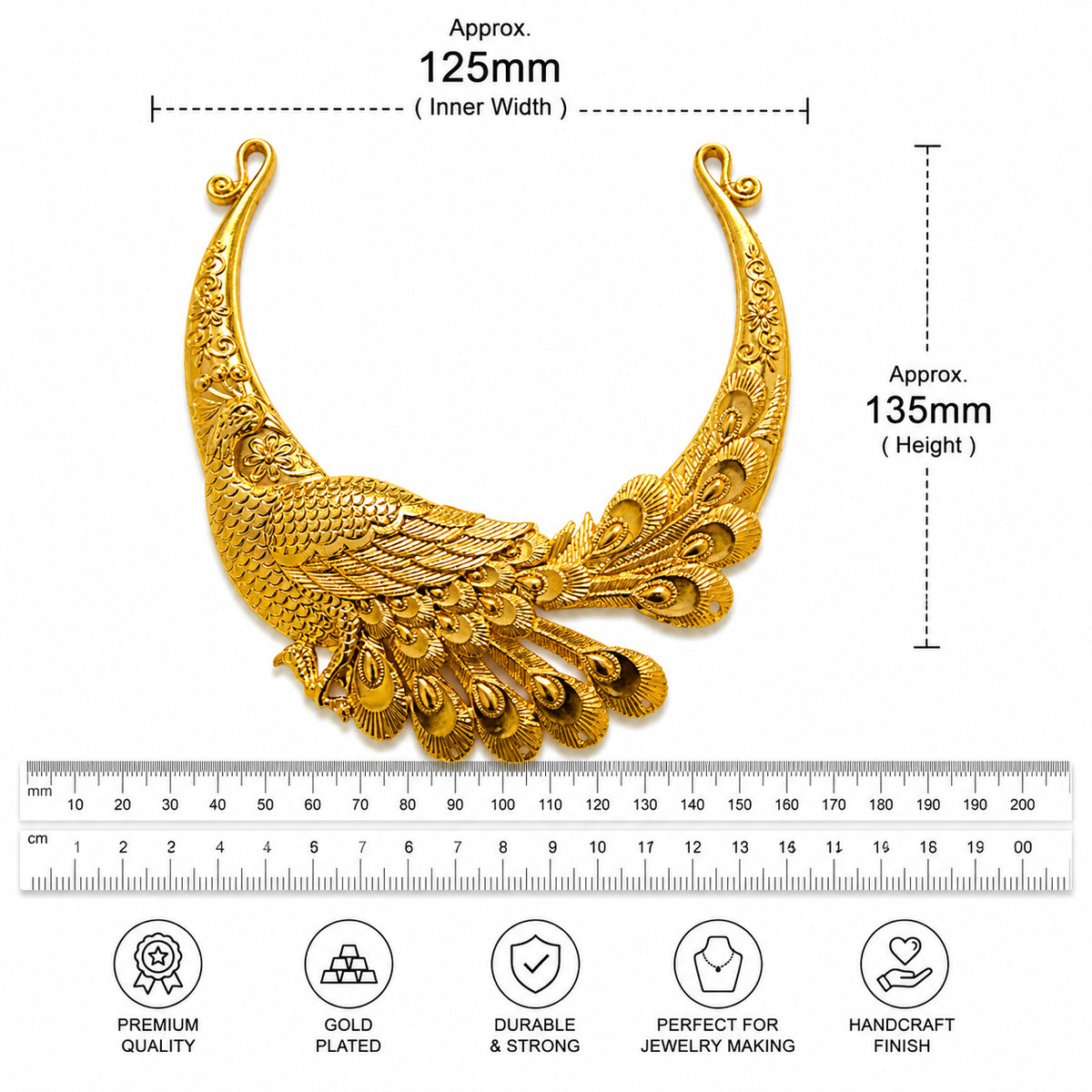 Per Piece, Gold Plated German Silver Shiny Gold Necklace Connector Pendant | Traditional Tribal Choker Centerpiece | Jewelry Making Finding | Ethnic Necklace Component