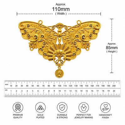 Per Piece, Gold Plated German Silver Shiny Gold Necklace Connector Pendant | Traditional Tribal Choker Centerpiece | Jewelry Making Finding | Ethnic Necklace Component