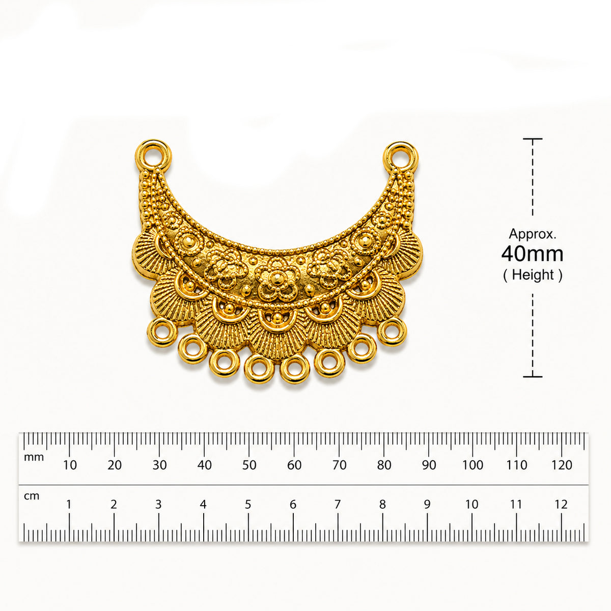 Per Piece, Gold Plated German Silver Shiny Gold Necklace Connector Pendant | Traditional Tribal Choker Centerpiece | Jewelry Making Finding | Ethnic Necklace Component