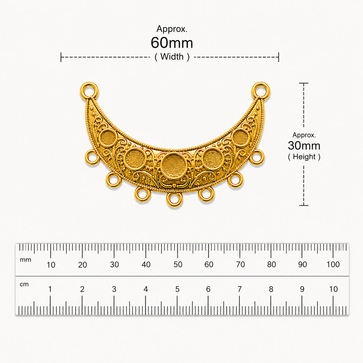 Per Piece, Gold Plated German Silver Shiny Gold Necklace Connector Pendant | Traditional Tribal Choker Centerpiece | Jewelry Making Finding | Ethnic Necklace Component