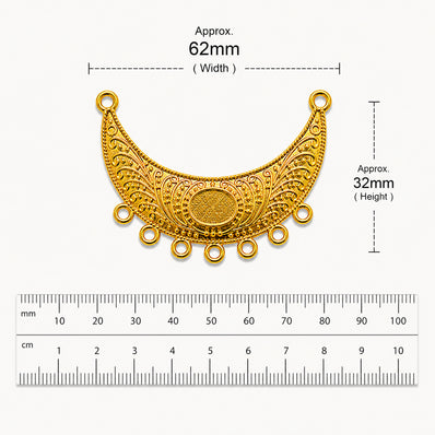 Per Piece, Gold Plated German Silver Shiny Gold Necklace Connector Pendant | Traditional Tribal Choker Centerpiece | Jewelry Making Finding | Ethnic Necklace Component