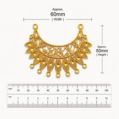 Per Piece, Gold Plated German Silver Shiny Gold Necklace Connector Pendant | Traditional Tribal Choker Centerpiece | Jewelry Making Finding | Ethnic Necklace Component