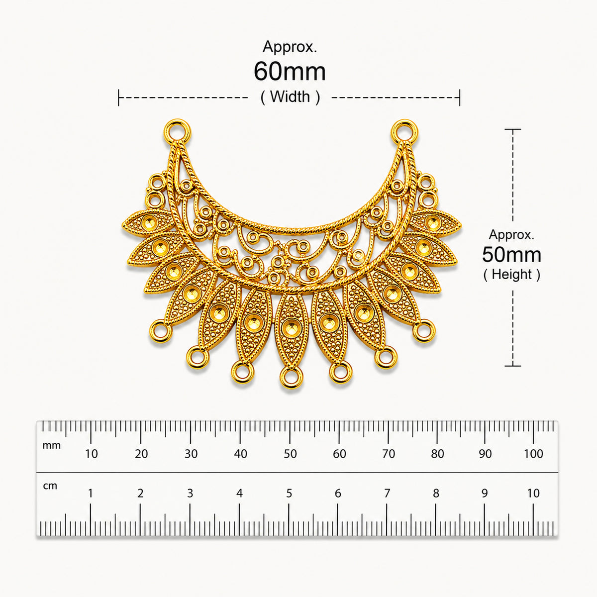 Per Piece, Gold Plated German Silver Shiny Gold Necklace Connector Pendant | Traditional Tribal Choker Centerpiece | Jewelry Making Finding | Ethnic Necklace Component