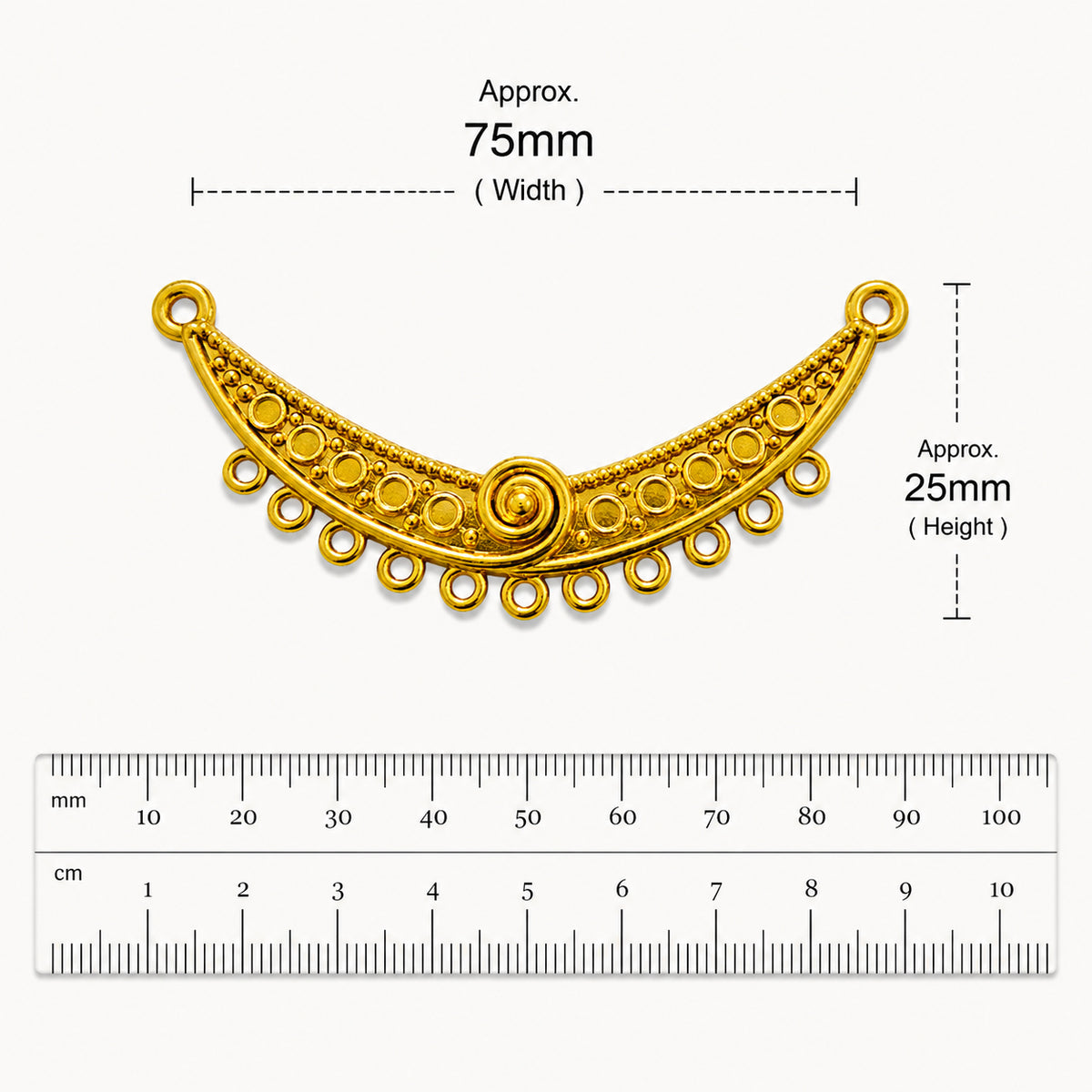 Per Piece, Gold Plated German Silver Shiny Gold Necklace Connector Pendant | Traditional Tribal Choker Centerpiece | Jewelry Making Finding | Ethnic Necklace Component