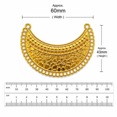 Per Piece, Gold Plated German Silver Shiny Gold Necklace Connector Pendant | Traditional Tribal Choker Centerpiece | Jewelry Making Finding | Ethnic Necklace Component