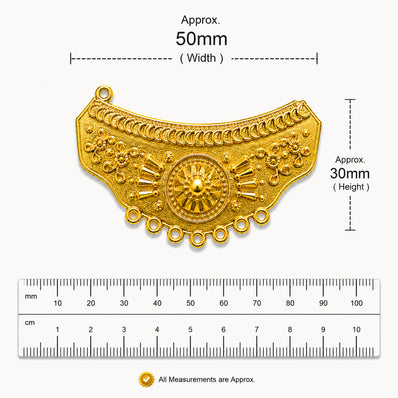 Per Piece, Gold Plated German Silver Shiny Gold Necklace Connector Pendant | Traditional Tribal Choker Centerpiece | Jewelry Making Finding | Ethnic Necklace Component