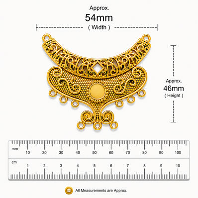 Per Piece, Gold Plated German Silver Shiny Gold Necklace Connector Pendant | Traditional Tribal Choker Centerpiece | Jewelry Making Finding | Ethnic Necklace Component