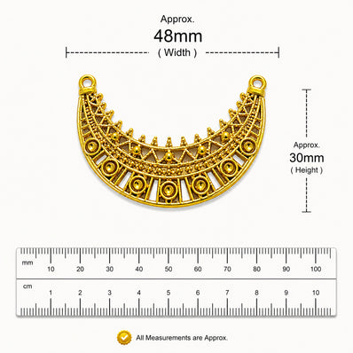 Per Piece, Gold Plated German Silver Shiny Gold Necklace Connector Pendant | Traditional Tribal Choker Centerpiece | Jewelry Making Finding | Ethnic Necklace Component