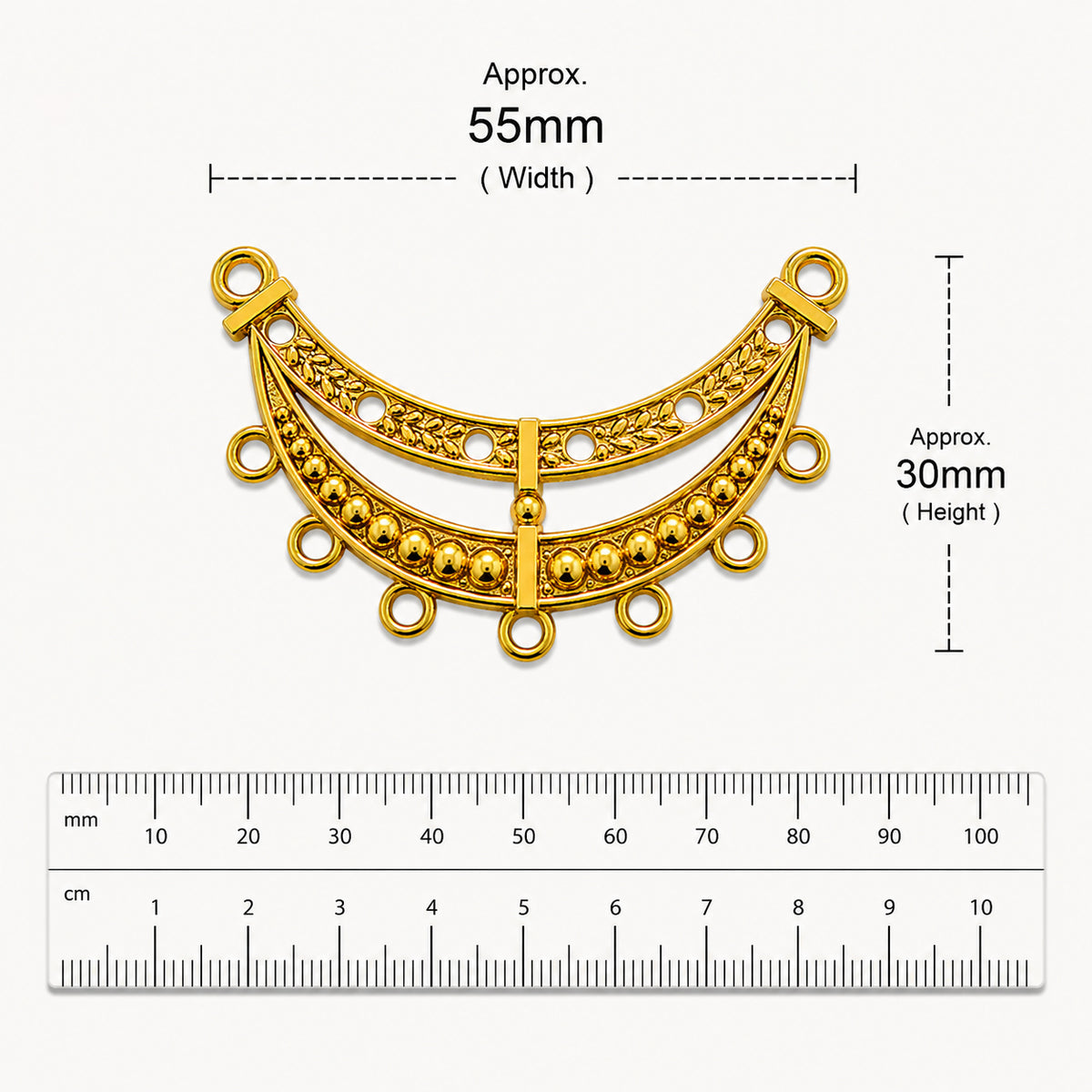 Per Piece, Gold Plated German Silver Shiny Gold Necklace Connector Pendant | Traditional Tribal Choker Centerpiece | Jewelry Making Finding | Ethnic Necklace Component