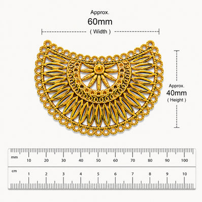 Per Piece, Gold Plated German Silver Shiny Gold Necklace Connector Pendant | Traditional Tribal Choker Centerpiece | Jewelry Making Finding | Ethnic Necklace Component