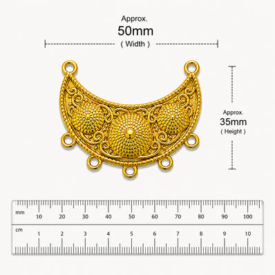 Per Piece, Gold Plated German Silver Shiny Gold Necklace Connector Pendant | Traditional Tribal Choker Centerpiece | Jewelry Making Finding | Ethnic Necklace Component