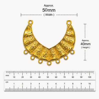 Per Piece, Gold Plated German Silver Shiny Gold Necklace Connector Pendant | Traditional Tribal Choker Centerpiece | Jewelry Making Finding | Ethnic Necklace Component