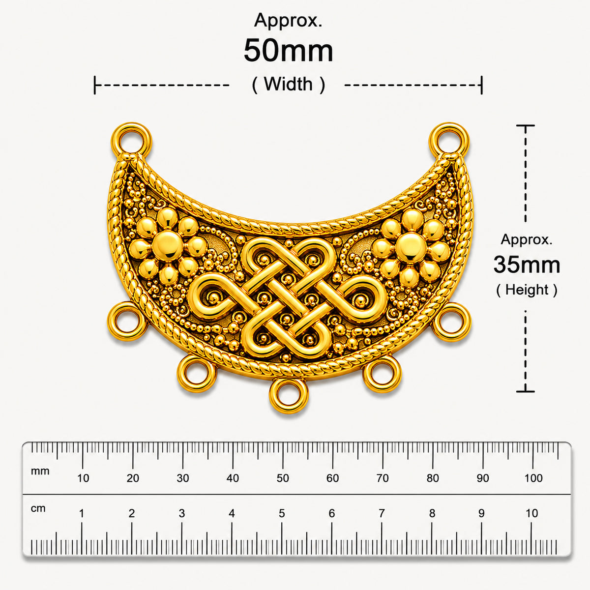 Per Piece, Gold Plated German Silver Shiny Gold Necklace Connector Pendant | Traditional Tribal Choker Centerpiece | Jewelry Making Finding | Ethnic Necklace Component