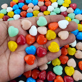 30 PIECES PACK OF ASSORTED MIX OF VIBRANT COLORS HEART OPAQUE  BEADS APPROX 15 MM APPROX SIZE