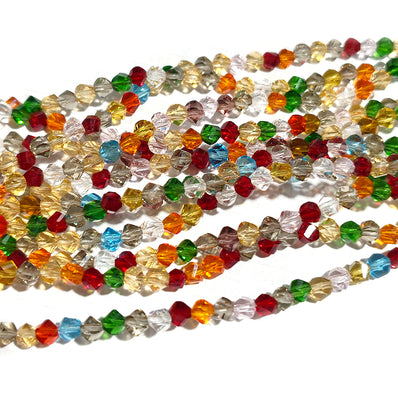 1 LINE PACK' 4MM' LIMITED STOCK' 105-108 PIECES' HELIX CUT CRYSTAL GLASS BEADS