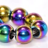 8 MM ROUND' 52-52 BEADS APPROX' SMOOTH RAINBOW HEMATITE NON-MAGNETIC BEADS SOLD BY PER LINE PACK