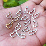 10 PIECES PACK' SILVER OXIDIZED HEART CHARMS' 7X14 MM USED DIY JEWELLERY MAKING