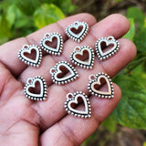10 PIECES PACK' SILVER OXIDIZED HEART CHARMS' 16 MM USED DIY JEWELLERY MAKING