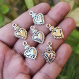 10 PIECES PACK' SILVER OXIDIZED HEART CHARMS' 20x12 MM USED DIY JEWELLERY MAKING