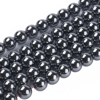 HEMATITE' 1 STRING/LINE PACK OF 8 MM 50-52 BEADS APPROX