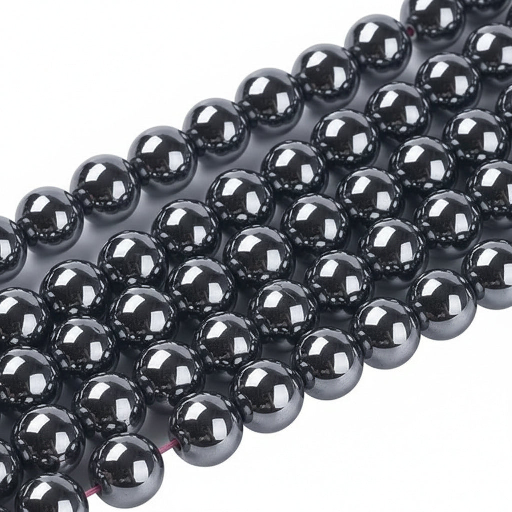 HEMATITE' 1 STRING/LINE PACK OF 8 MM 50-52 BEADS APPROX