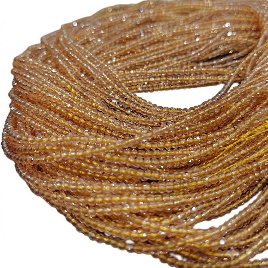 2mm Champagne Hydro Crystal Glass Faceted Rondelle Beads | 2 Lines Pack | Approx. 360–380 Beads | Jewelry Making & DIY Craft Supplies