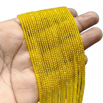 2mm Yellow Hydro Crystal Glass Faceted Rondelle Beads | 5 Lines Pack | Approx. 900+ Beads | Jewelry Making & DIY Craft Supplies