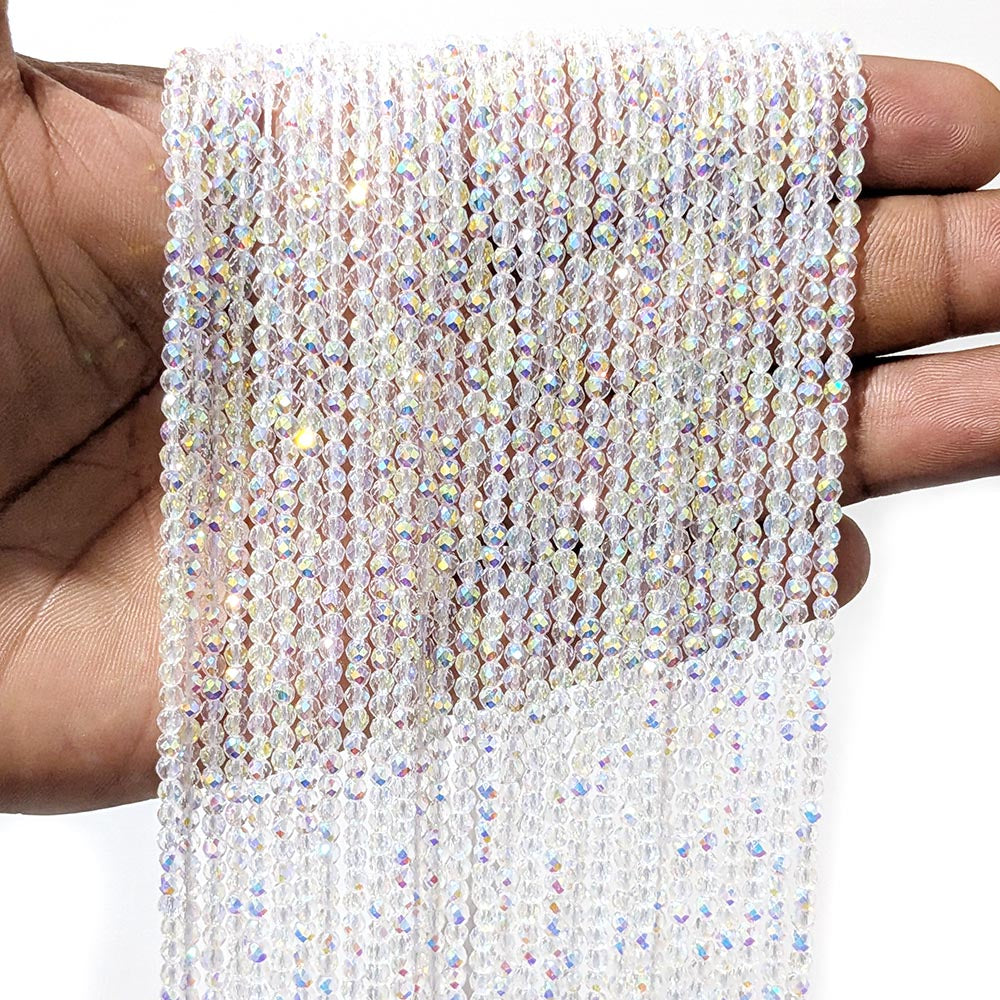 1 LINE/STRING PACK' 3 MM' 138-140 PIECES APPROX DUAL AB HYDRO CRYSTAL BEADS
