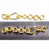 Gold Plated Brass S Hook Clasp with Extension Chain – 5 Pieces Pack | Jewelry Making Findings
