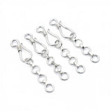 Brass S Hook Clasp with Extension Chain for Jewelry Making – 5 Pieces Pack | Silver Finish Jewellery Findings