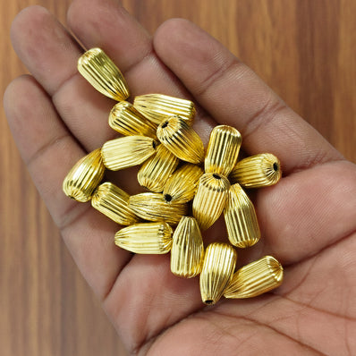 10 PIECES PACK' 9x17 MM APPROX' LITE WEIGHT HOLLOW BRASS METAL BEADS