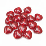 10 PIECES PACK' 14-15 MM APPROX' HANDMADE HEART SHAPED GLASS BEADS